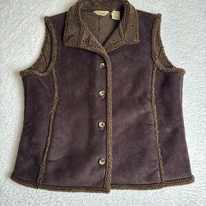 L.L. Bean Chocolate Shearling Vest Size XL